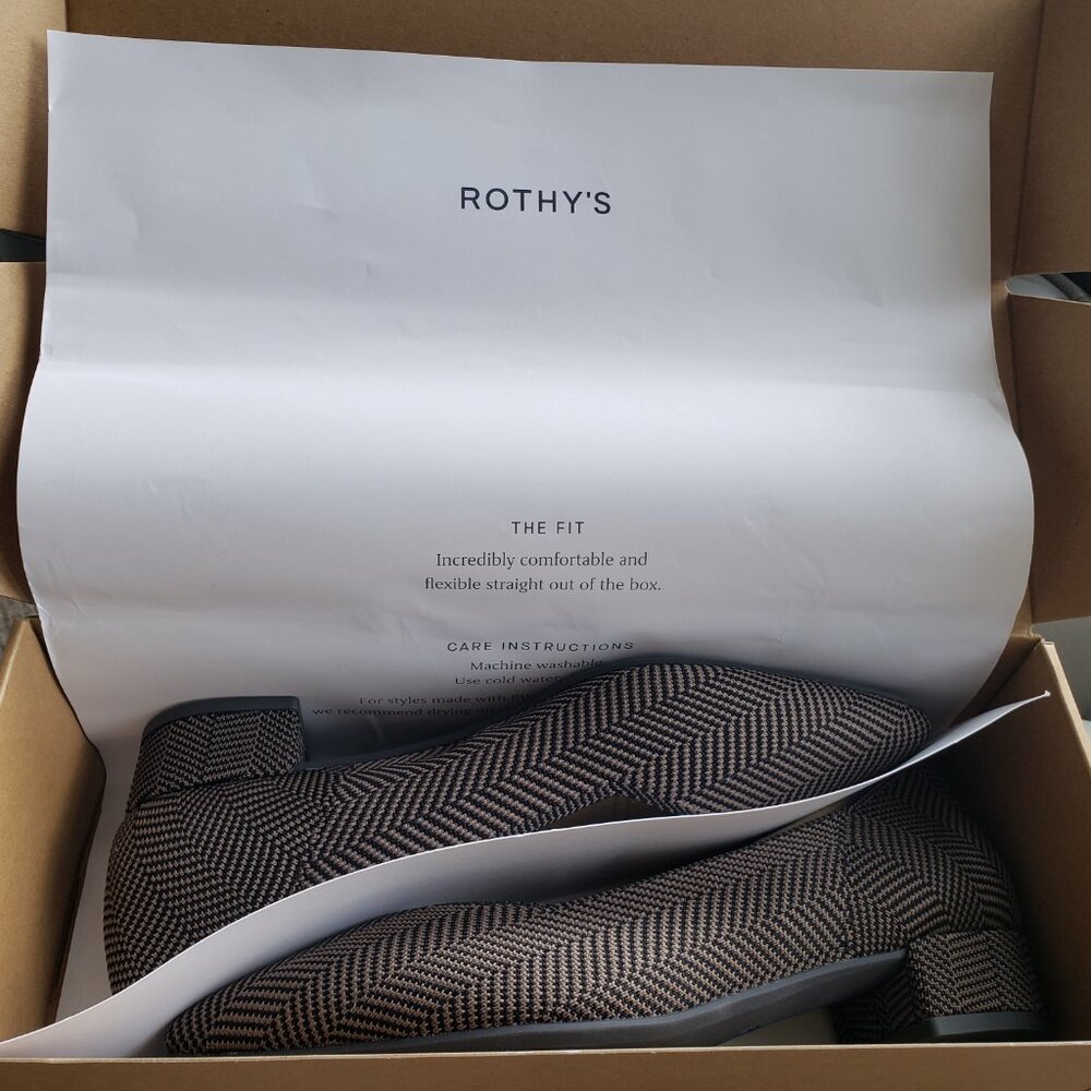 Rothy's Black and White Herringbone Heels